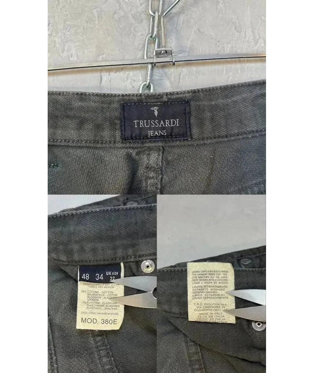 TRUSSARDI JEANS Антрацитовые хлопко-эластановые брюки чинос, фото 7