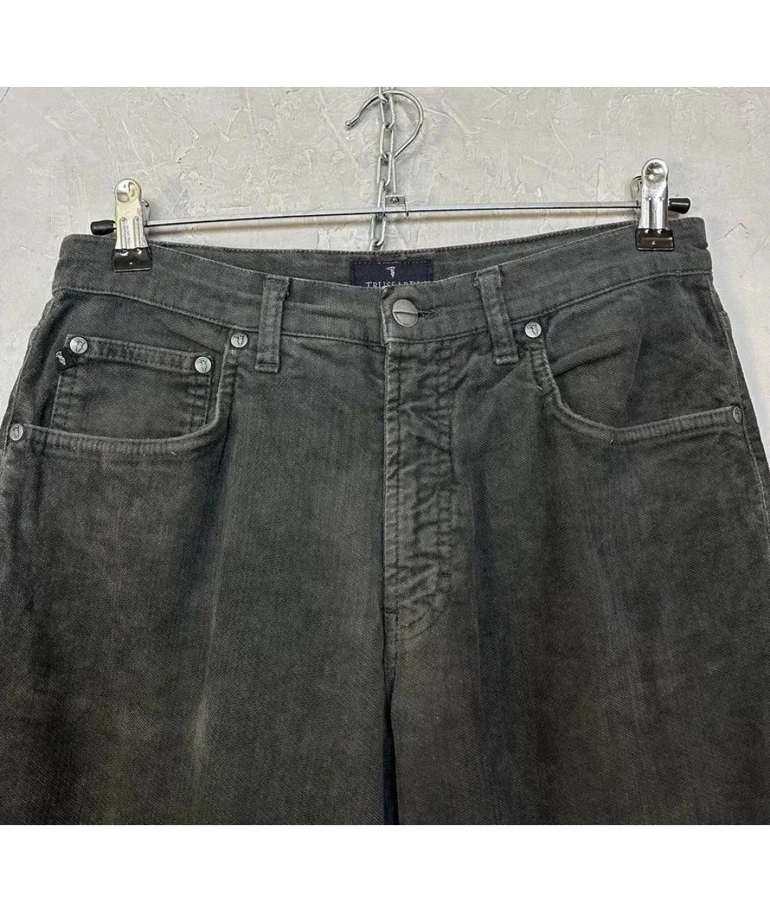 TRUSSARDI JEANS Антрацитовые хлопко-эластановые брюки чинос, фото 5