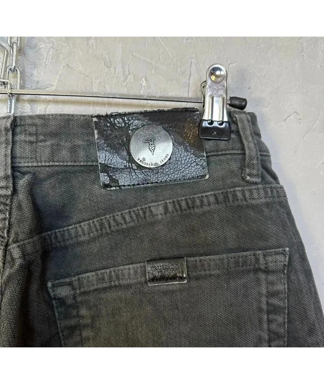 TRUSSARDI JEANS Антрацитовые хлопко-эластановые брюки чинос, фото 8