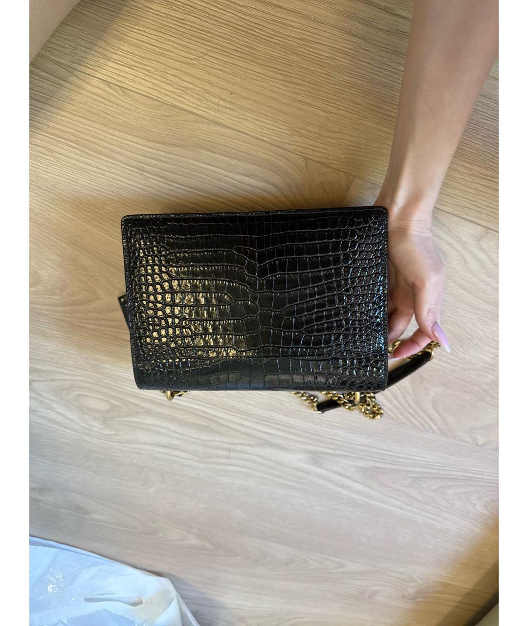 SAINT LAURENT Черная сумка через плечо из лакированной кожи, фото 3