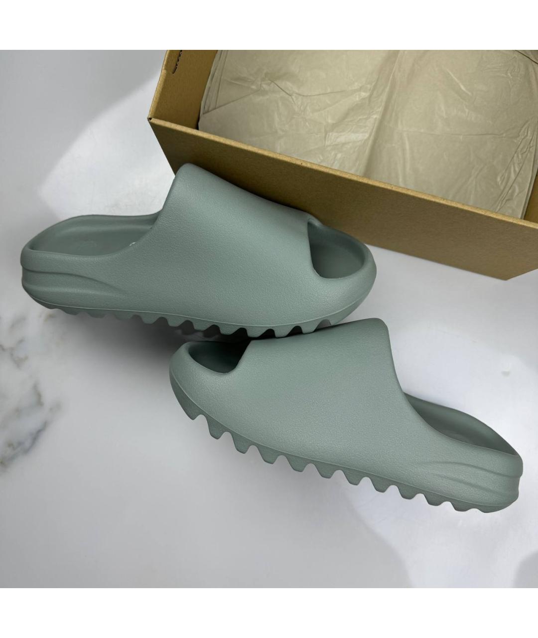 ADIDAS YEEZY Бирюзовые резиновые шлепанцы, фото 3