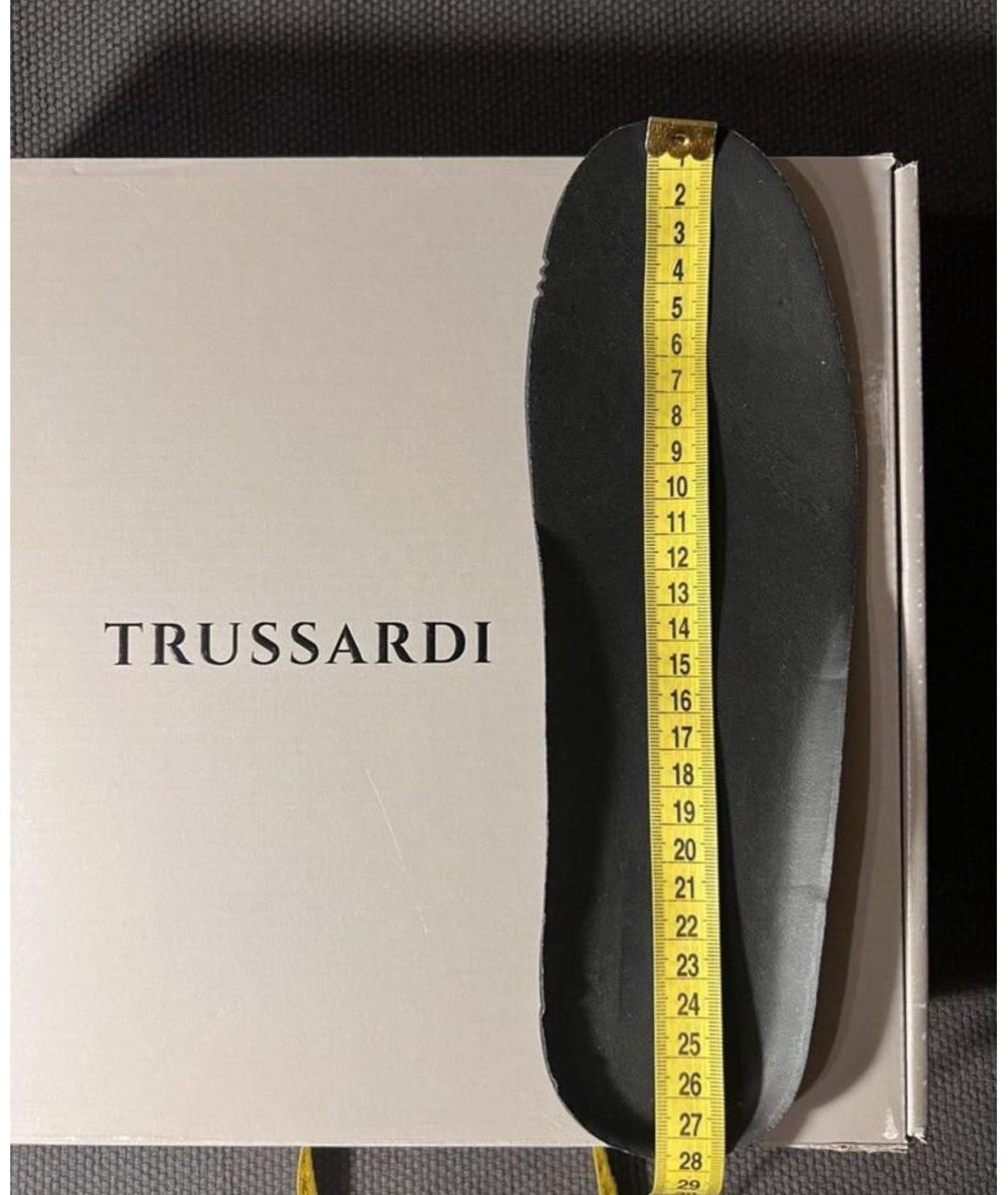 TRUSSARDI Черные низкие кроссовки / кеды из искусственной кожи, фото 7