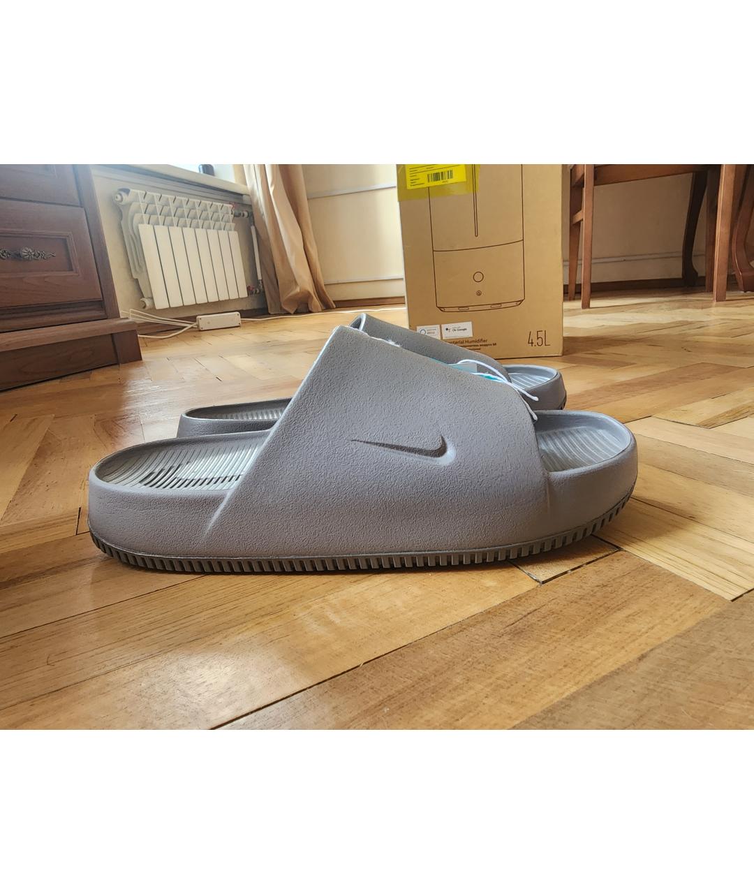 NIKE Серые резиновые шлепанцы, фото 6