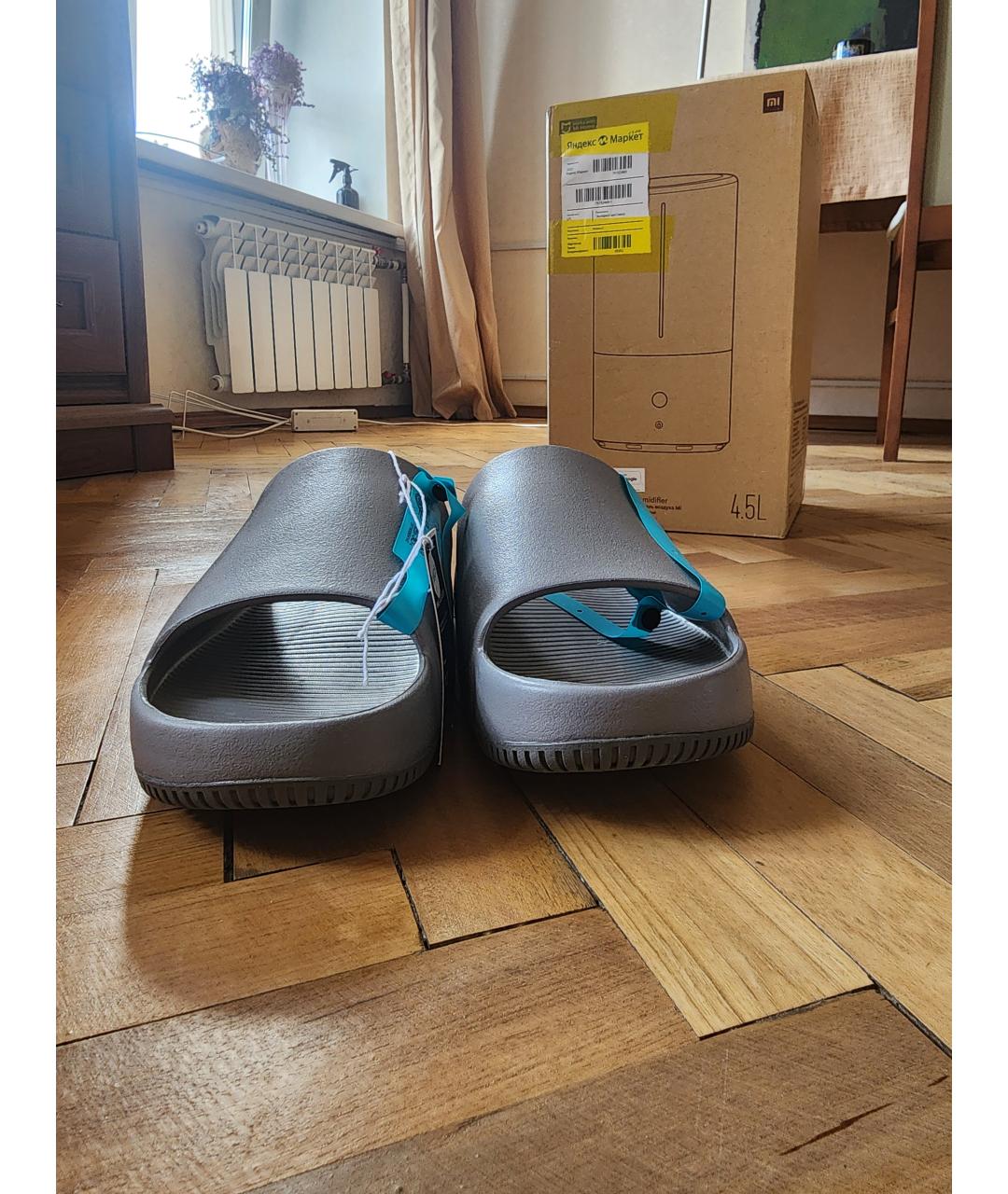 NIKE Серые резиновые шлепанцы, фото 2