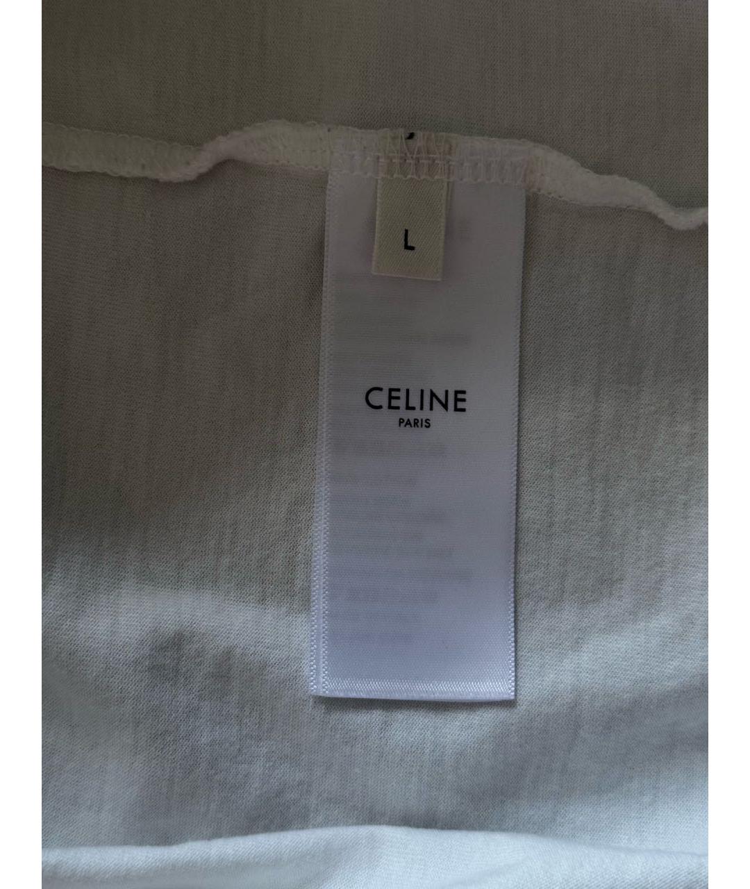 CELINE Белая хлопковая футболка, фото 5