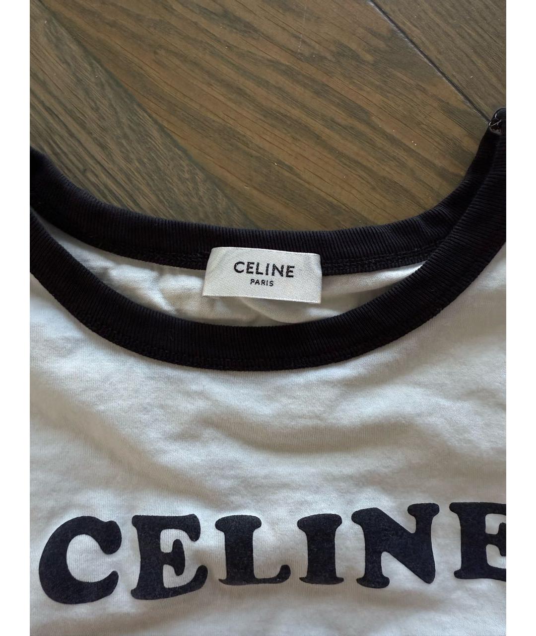 CELINE Белая хлопковая футболка, фото 4