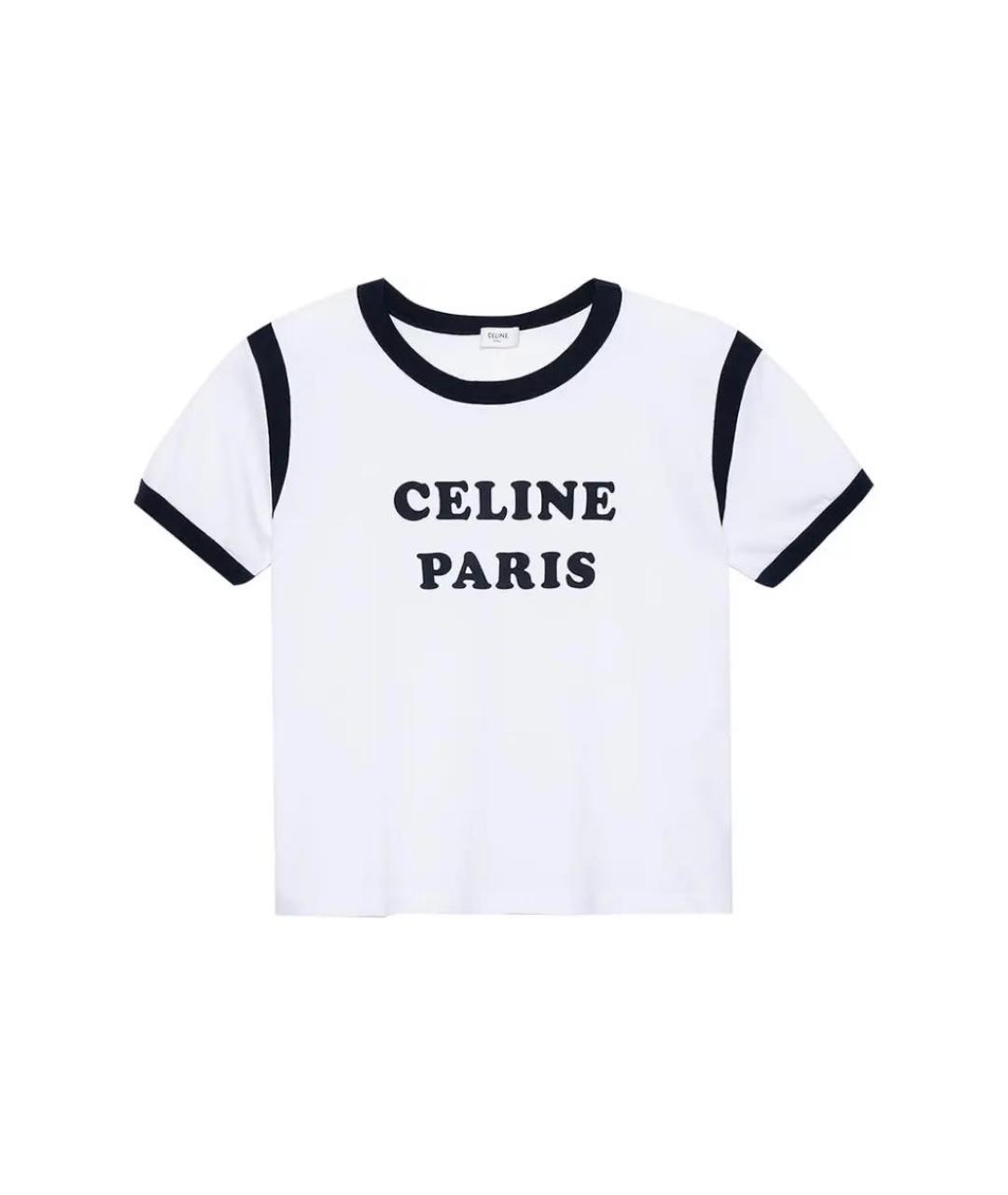CELINE Белая хлопковая футболка, фото 9