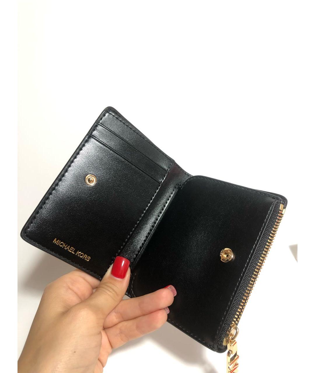 MICHAEL KORS Черный кожаный кошелек, фото 3