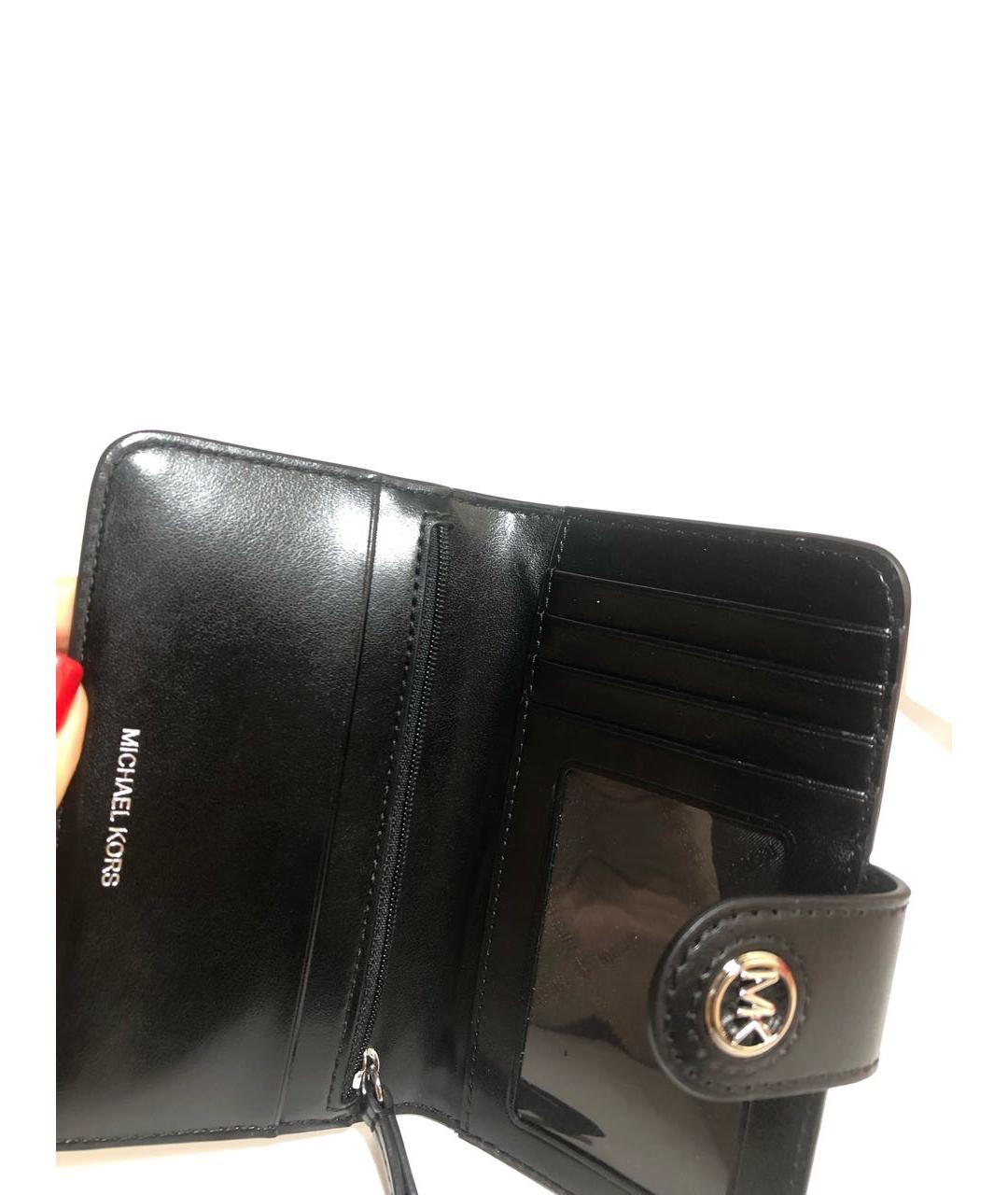 MICHAEL KORS Черный кожаный кошелек, фото 3