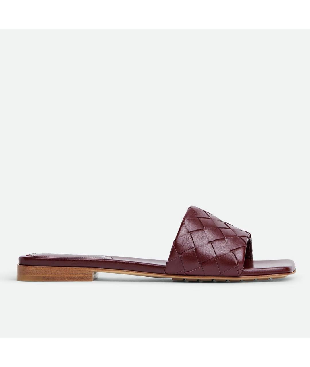 BOTTEGA VENETA Бордовые кожаные мюли, фото 5