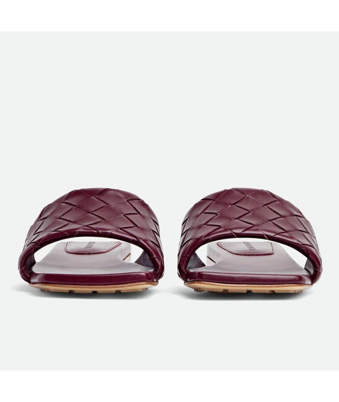 BOTTEGA VENETA Бордовые кожаные мюли, фото 2