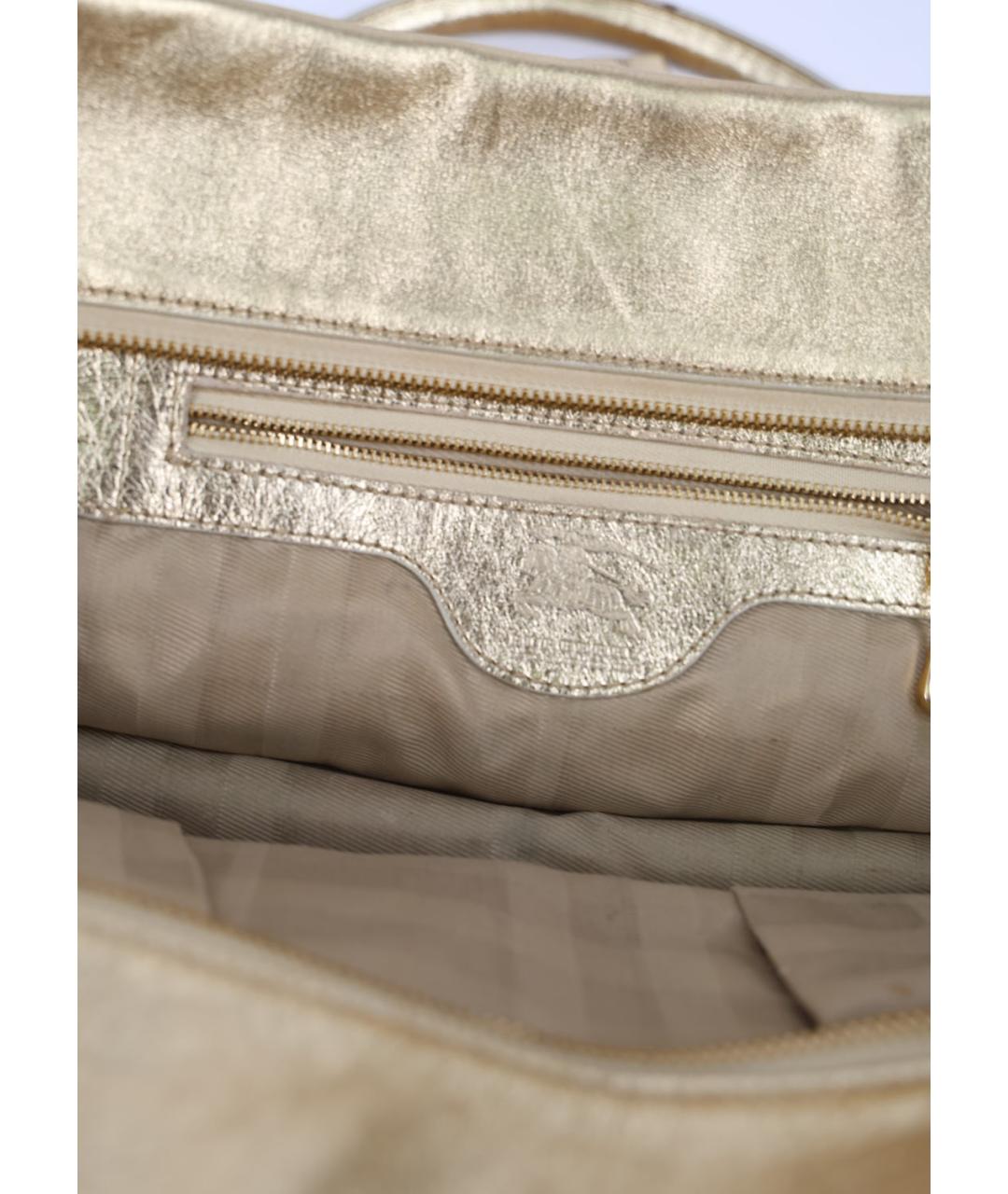 BURBERRY Золотая кожаная сумка с короткими ручками, фото 5