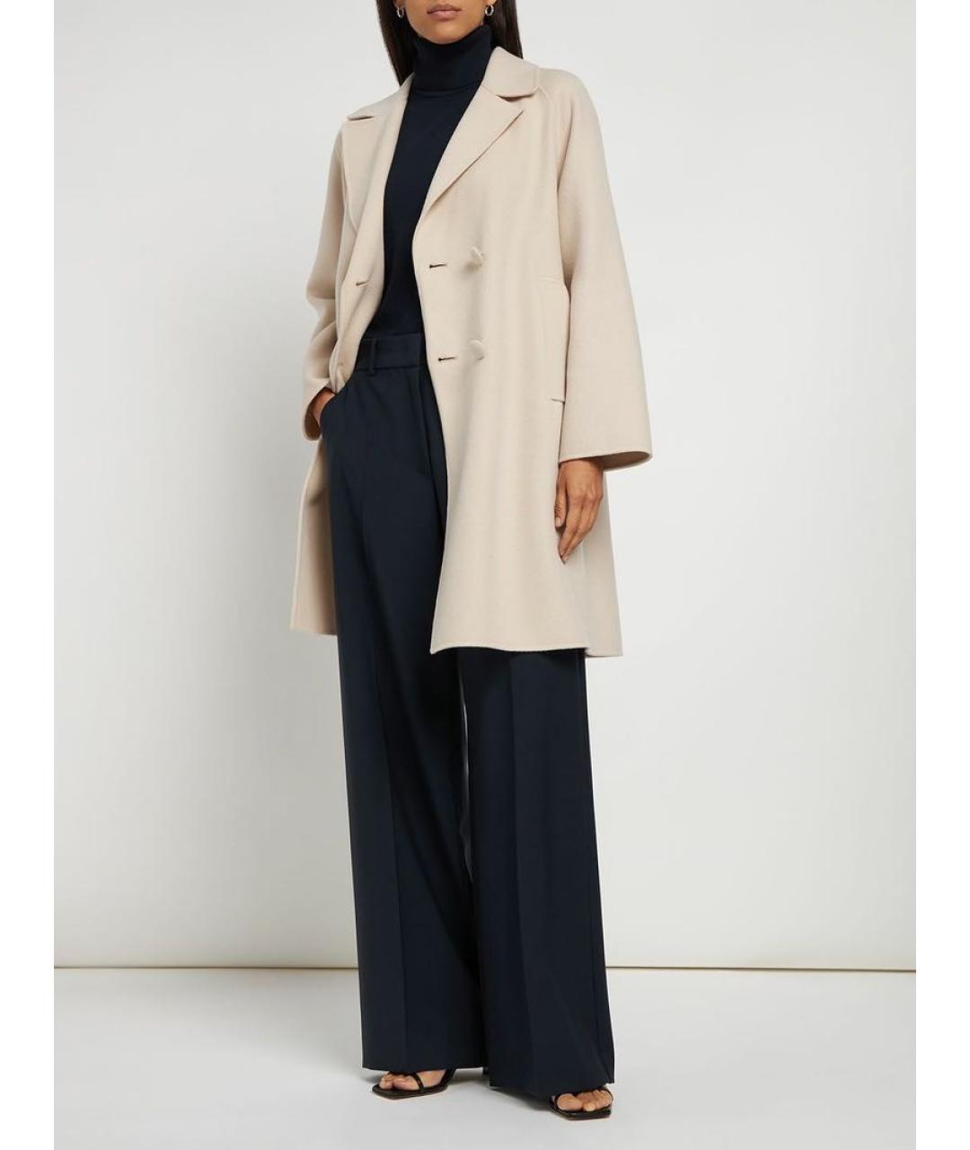 WEEKEND MAX MARA Бежевое шерстяное пальто, фото 8