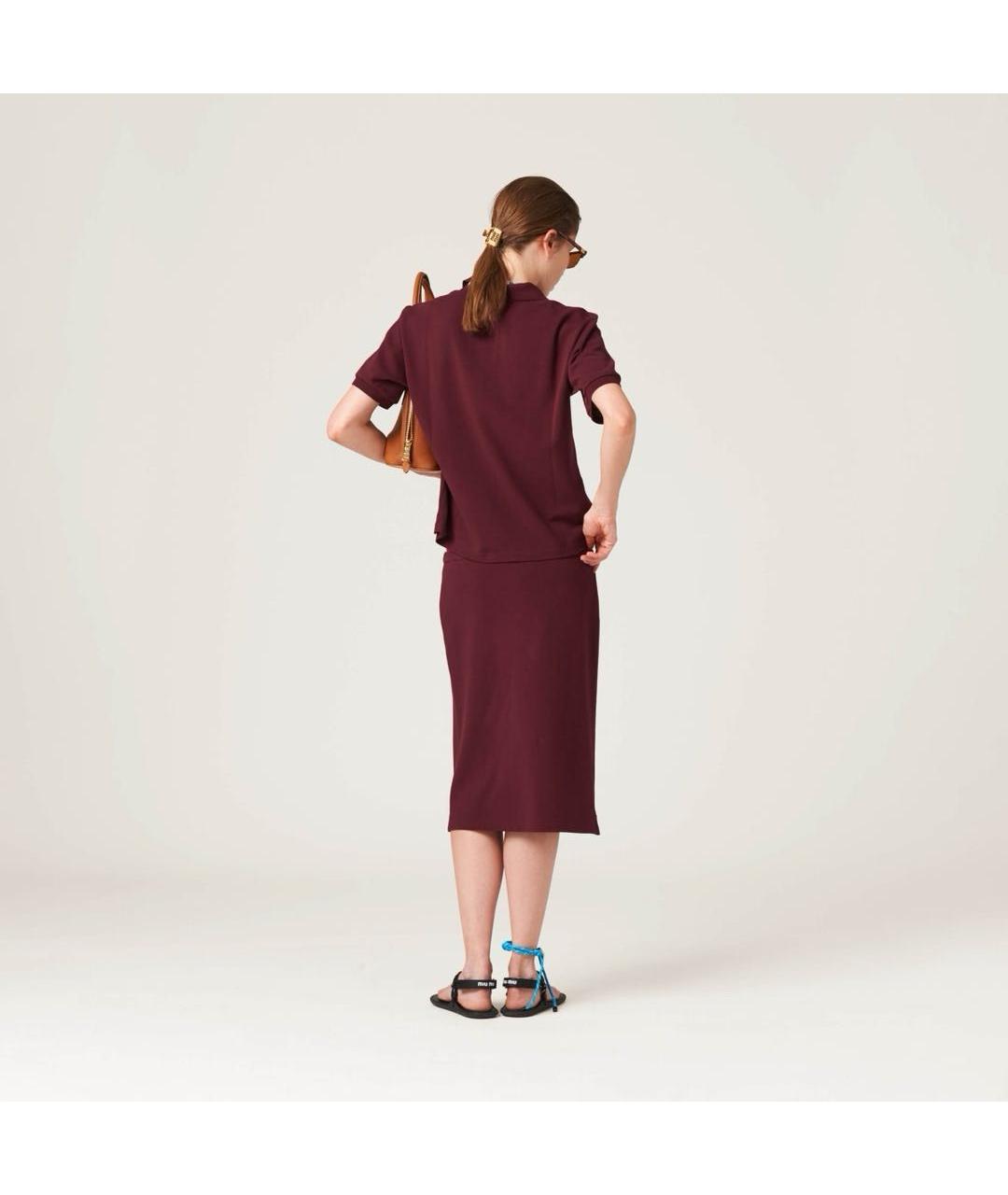 MIU MIU Бордовая хлопковая футболка, фото 5