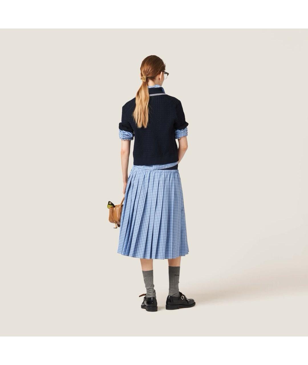MIU MIU Темно-синяя хлопковая футболка, фото 5