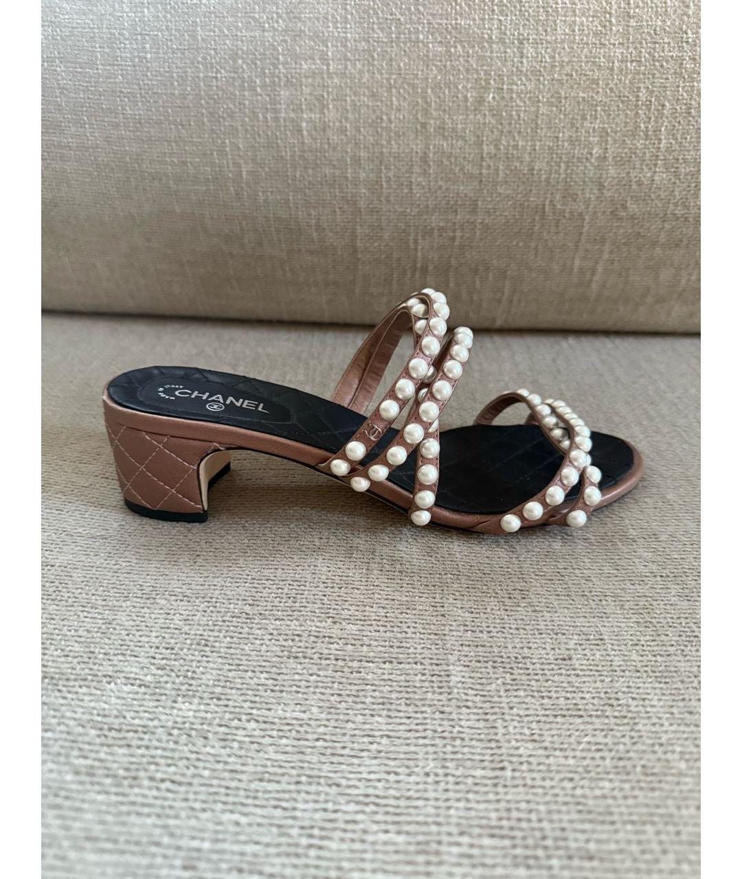 CHANEL Бежевые кожаные босоножки, фото 7