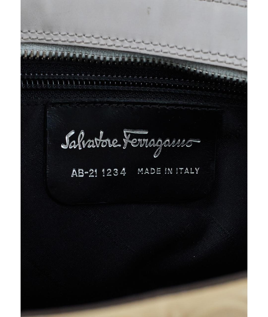 FERRAGAMO Бежевая кожаная сумка с короткими ручками, фото 5