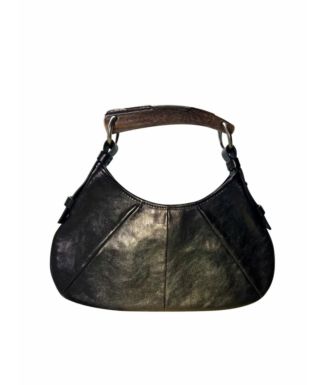SAINT LAURENT Черная кожаная сумка с короткими ручками, фото 1