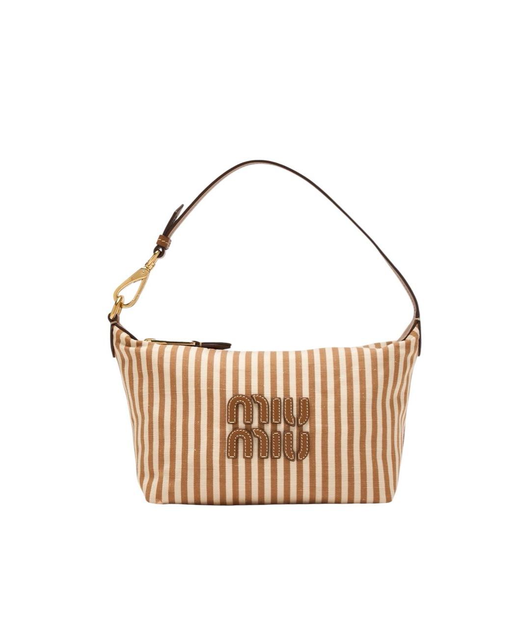 MIU MIU Коричневая хлопковая сумка с короткими ручками, фото 6