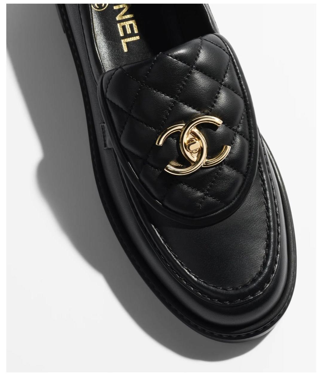 CHANEL Черные кожаные лоферы, фото 4