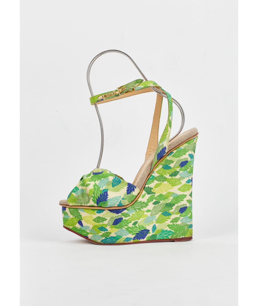 CHARLOTTE OLYMPIA Зеленые текстильные босоножки, фото 8