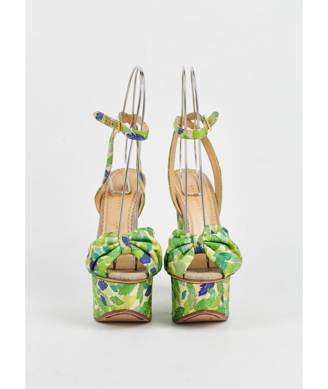 CHARLOTTE OLYMPIA Зеленые текстильные босоножки, фото 2