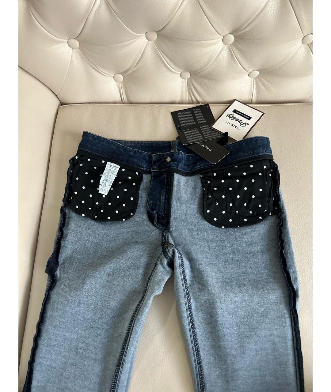 DOLCE&GABBANA Синие хлопко-эластановые джинсы слим, фото 5