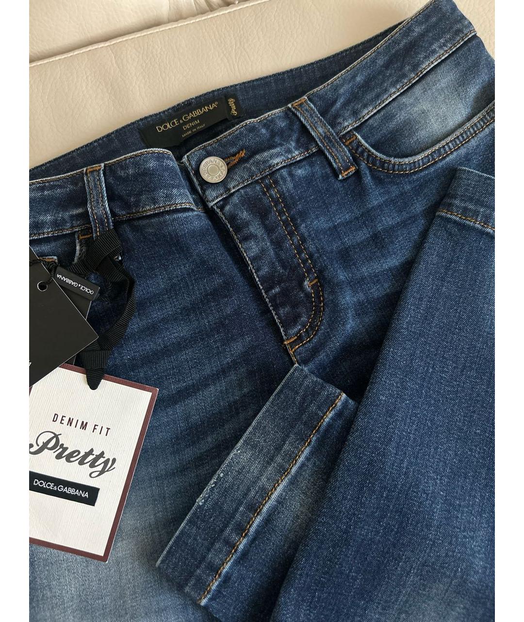 DOLCE&GABBANA Синие хлопко-эластановые джинсы слим, фото 8
