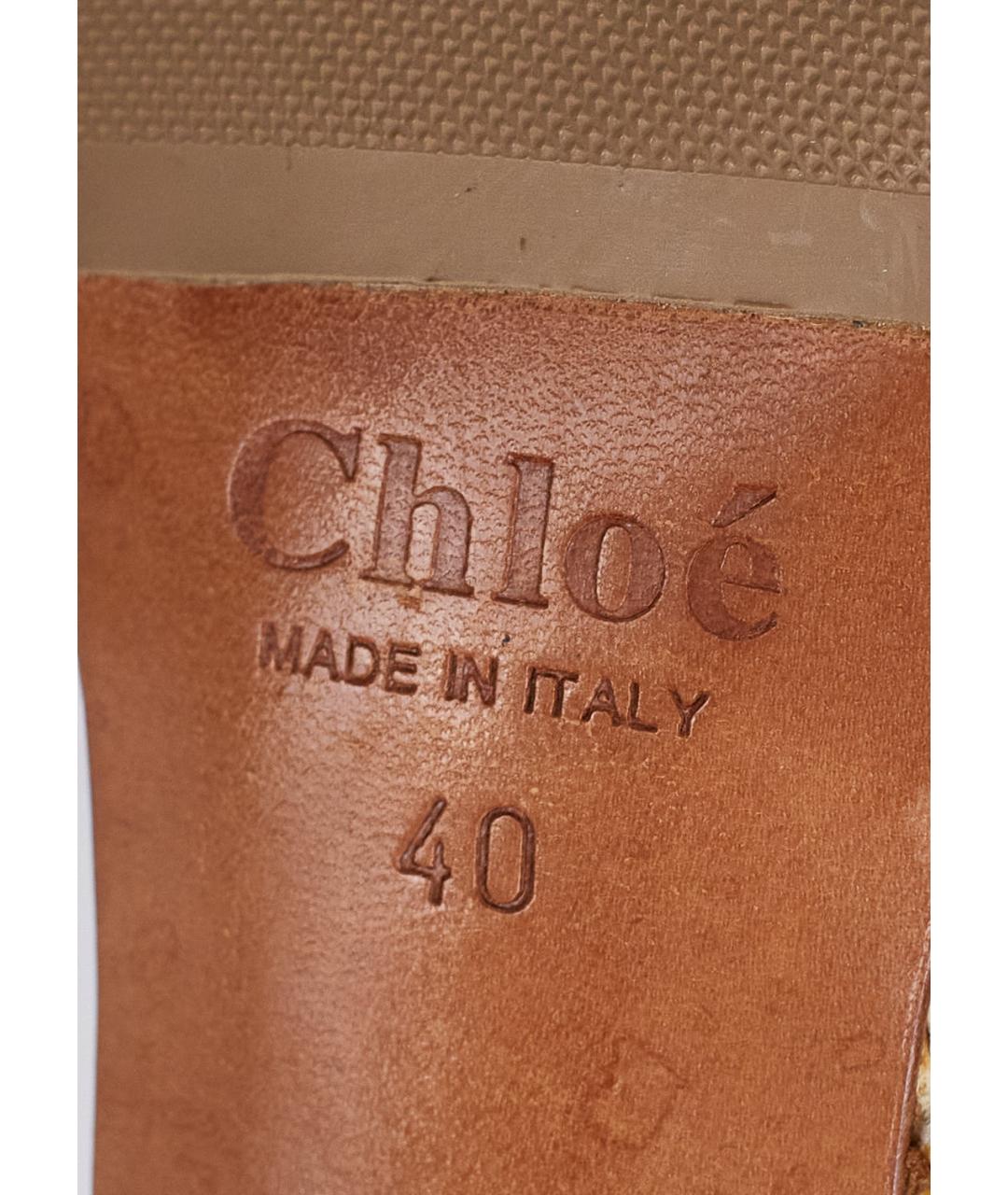 CHLOE Бежевые кожаные босоножки, фото 4
