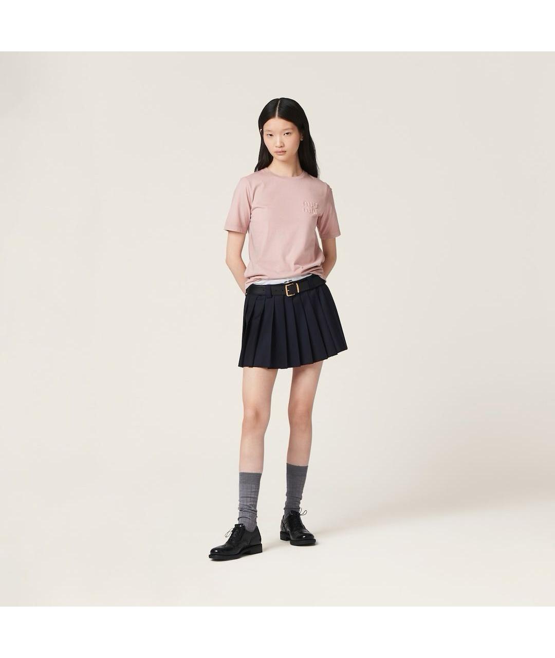 MIU MIU Коралловая хлопковая футболка, фото 3