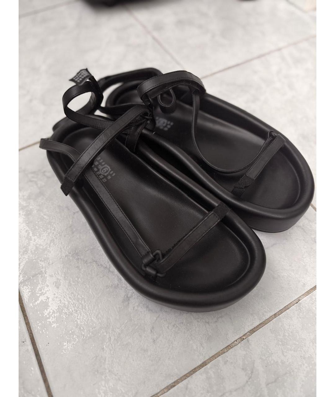 MM6 MAISON MARGIELA Черные кожаные босоножки, фото 3
