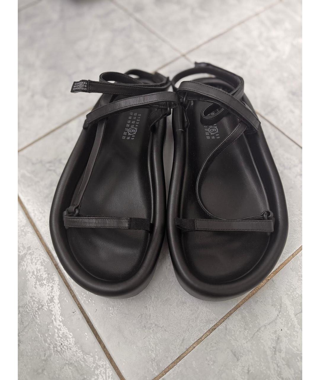 MM6 MAISON MARGIELA Черные кожаные босоножки, фото 6
