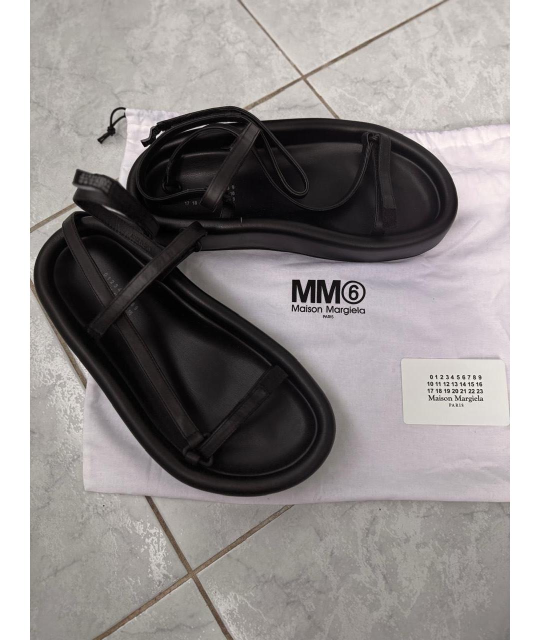 MM6 MAISON MARGIELA Черные кожаные босоножки, фото 2
