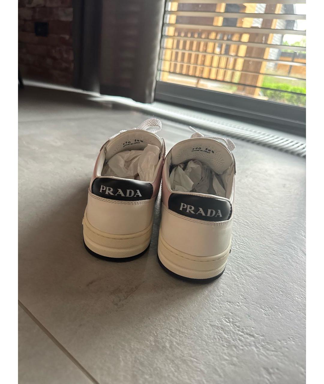 PRADA Розовые кожаные кроссовки, фото 4