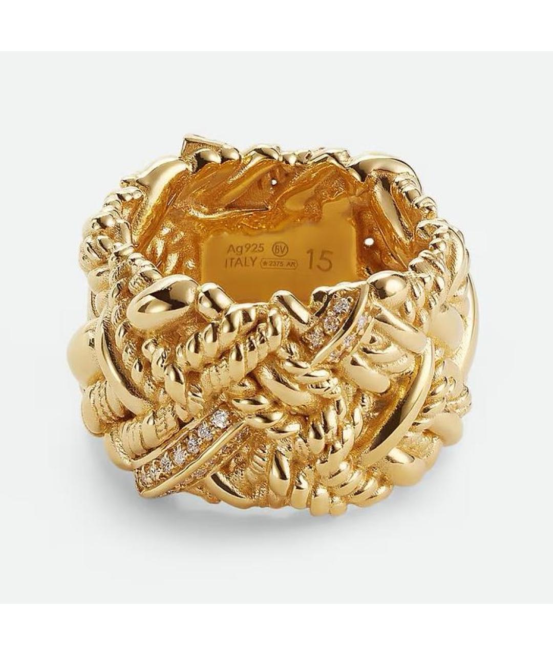 BOTTEGA VENETA Белое кольцо из желтого золота, фото 4