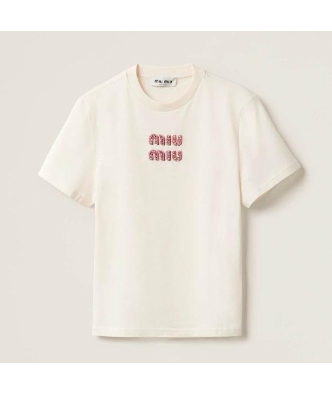 MIU MIU Белая хлопковая футболка, фото 6