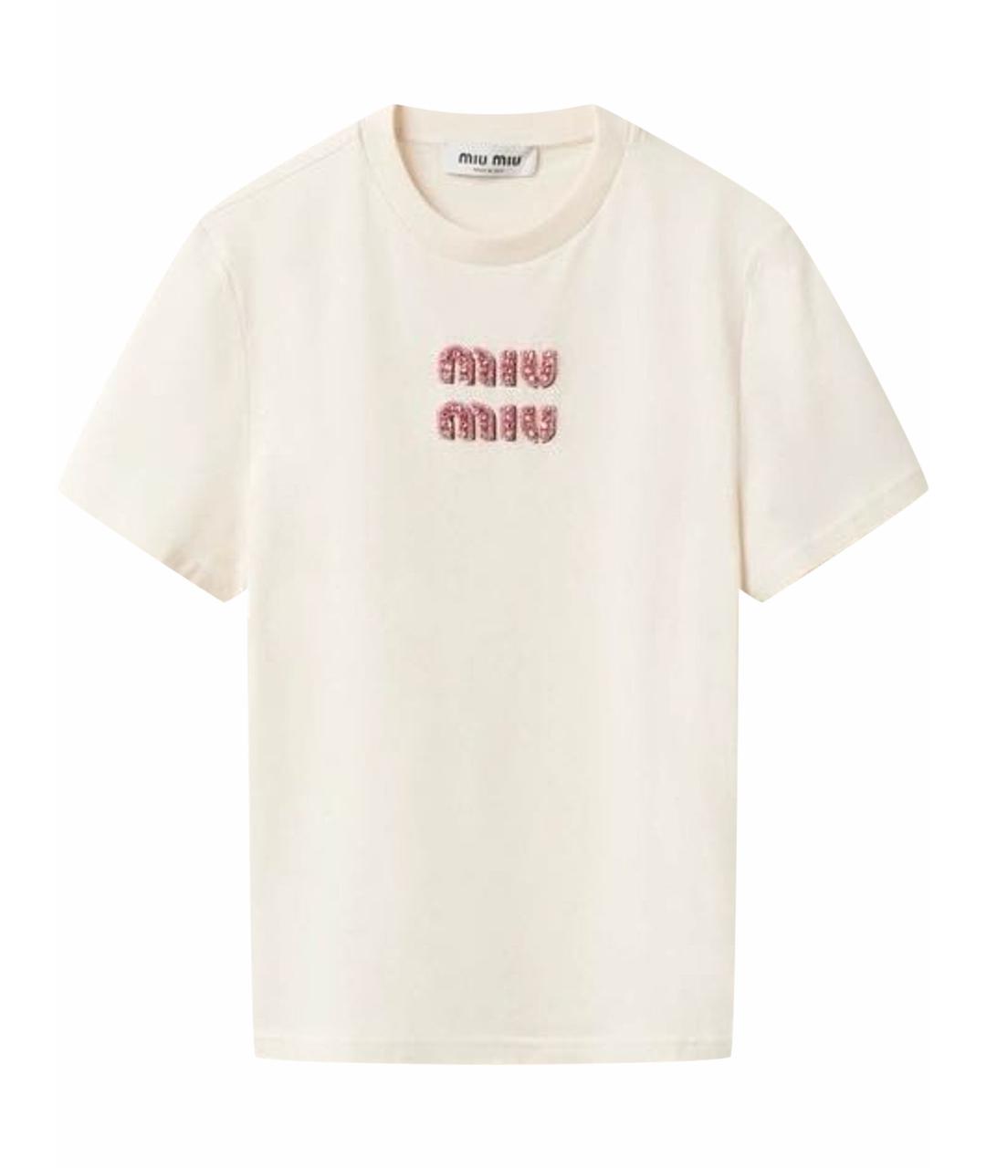 MIU MIU Белая хлопковая футболка, фото 1