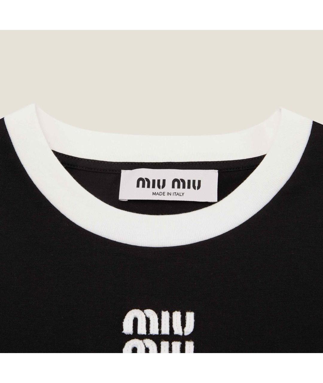 MIU MIU Черная хлопковая футболка, фото 2