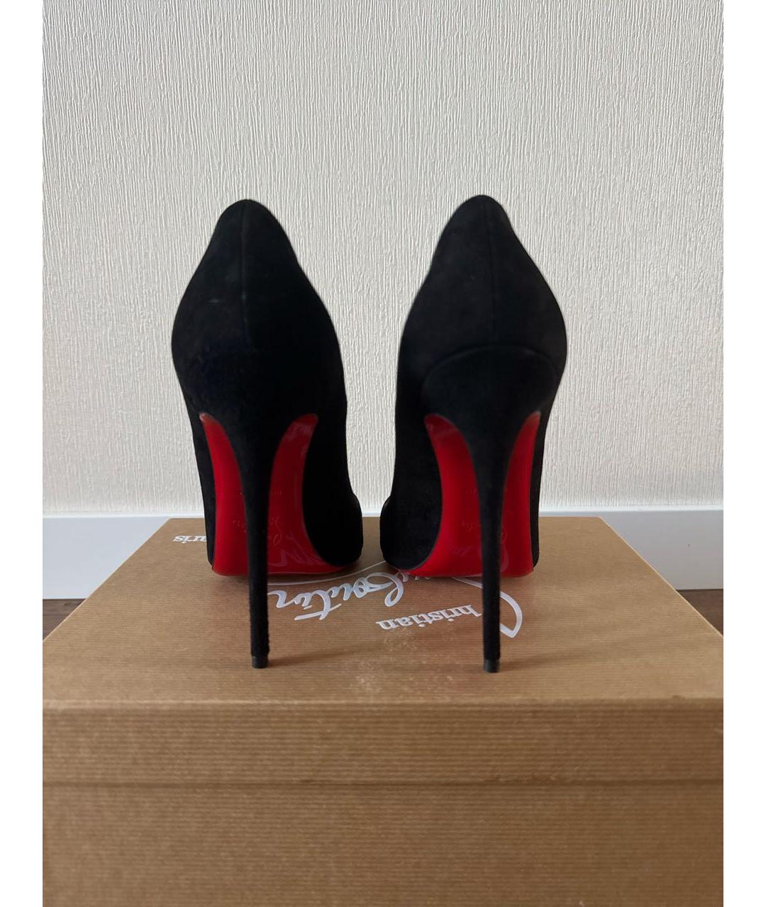 CHRISTIAN LOUBOUTIN Черные замшевые туфли, фото 4