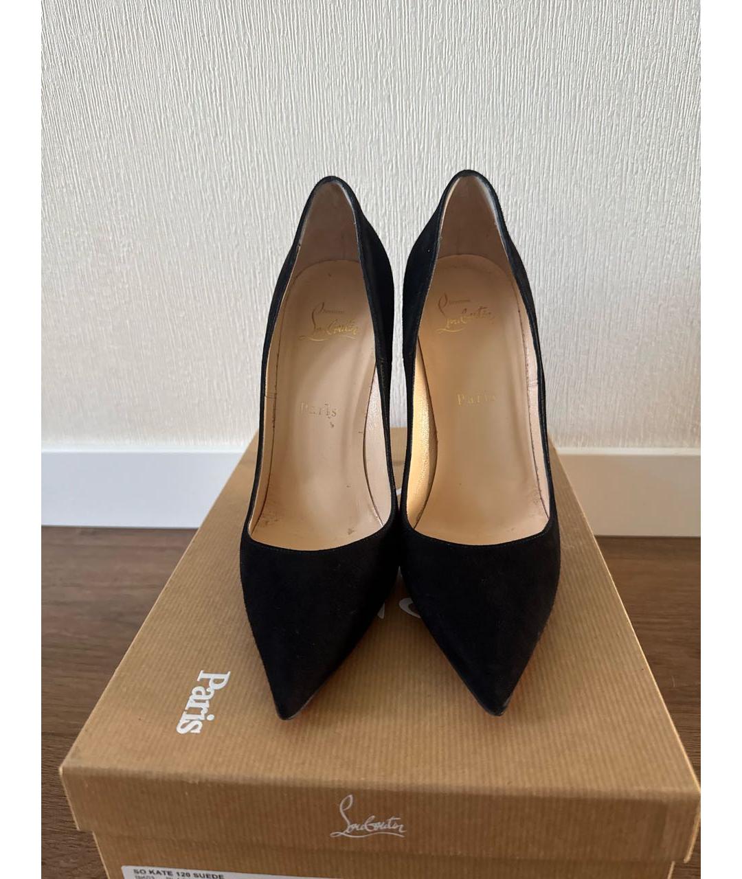 CHRISTIAN LOUBOUTIN Черные замшевые туфли, фото 2