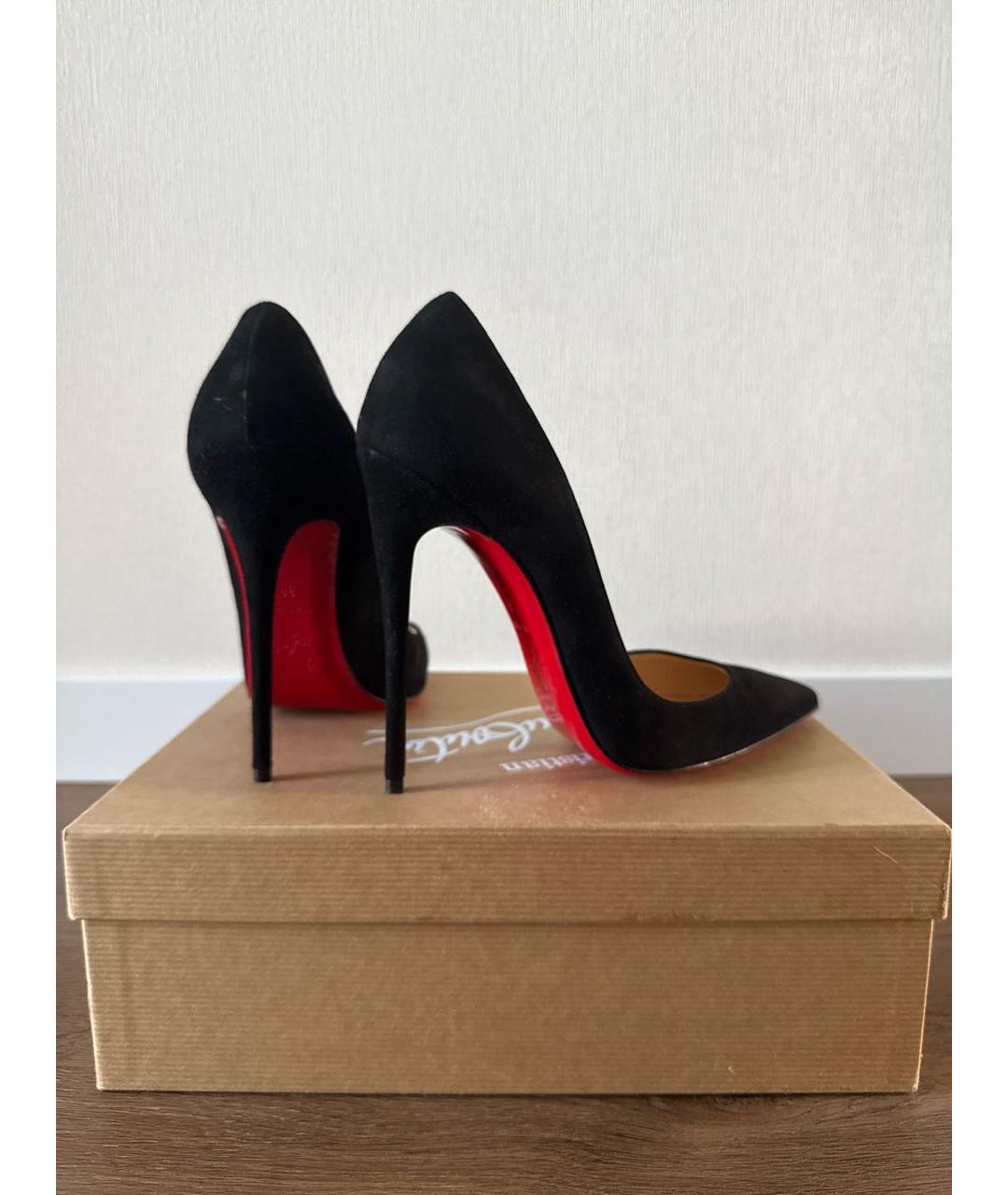 CHRISTIAN LOUBOUTIN Черные замшевые туфли, фото 3
