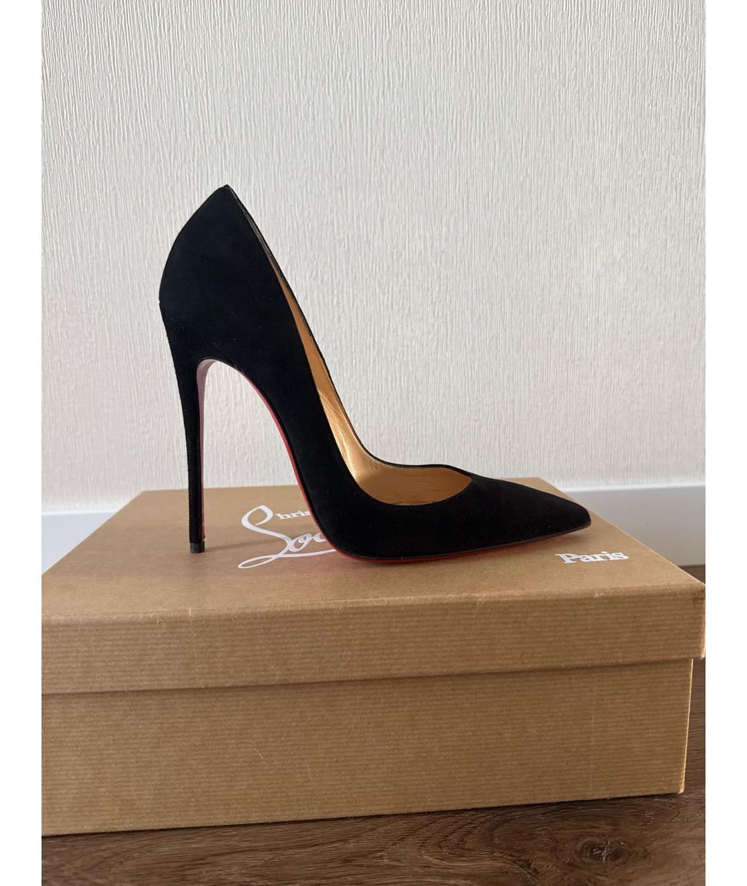 CHRISTIAN LOUBOUTIN Черные замшевые туфли, фото 5