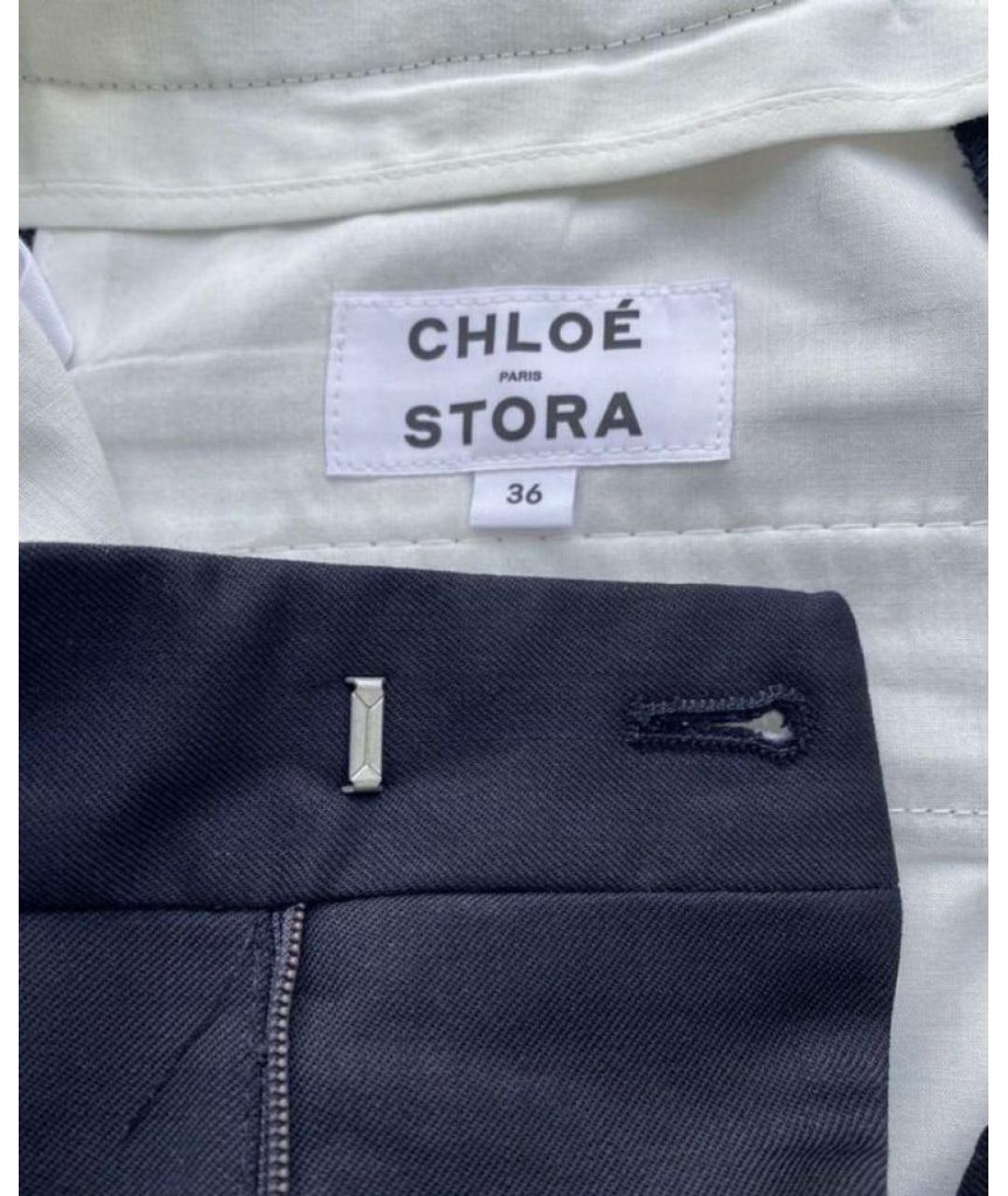 CHLOE Темно-синие шерстяные прямые брюки, фото 3