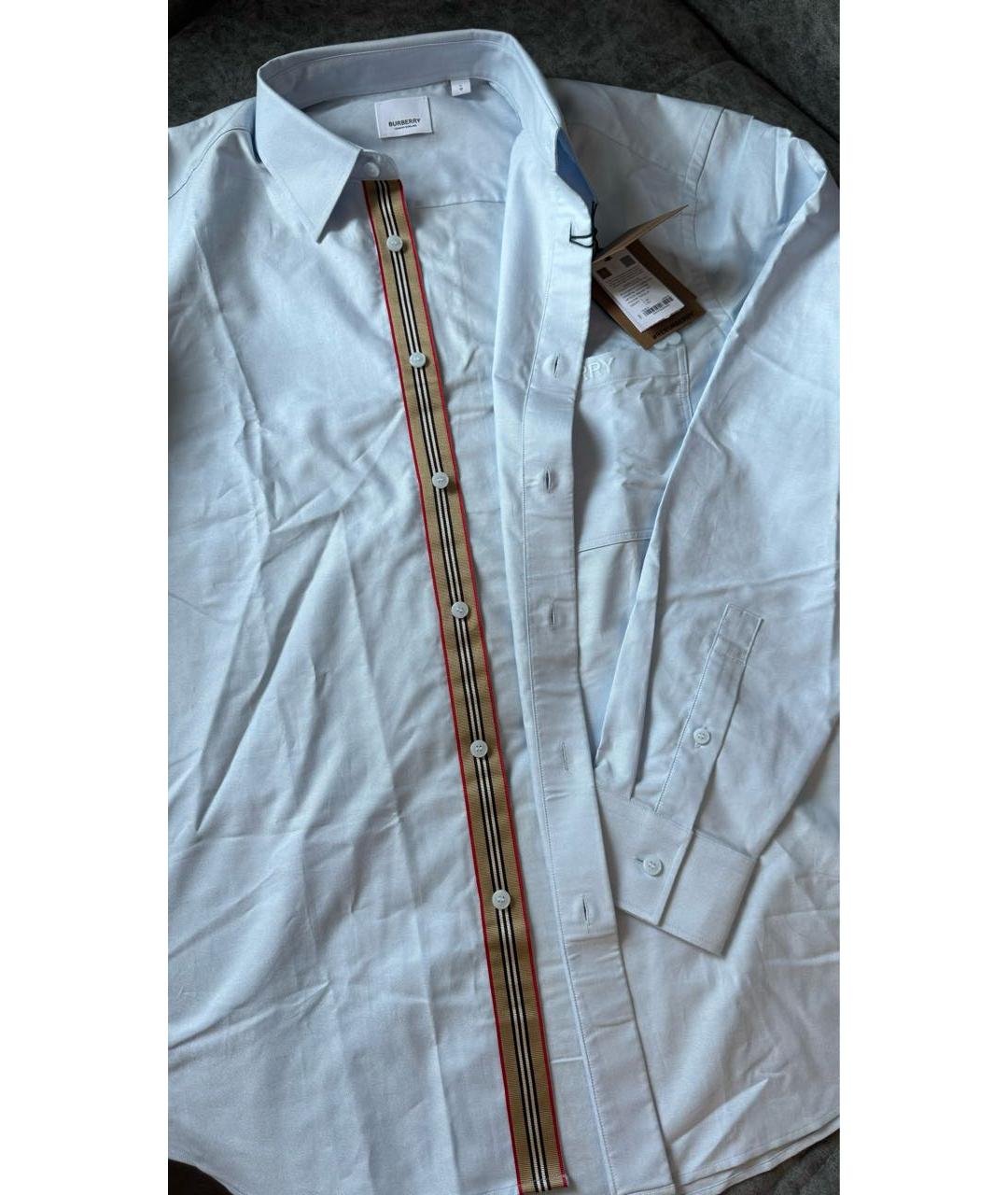BURBERRY Голубая хлопковая классическая рубашка, фото 2