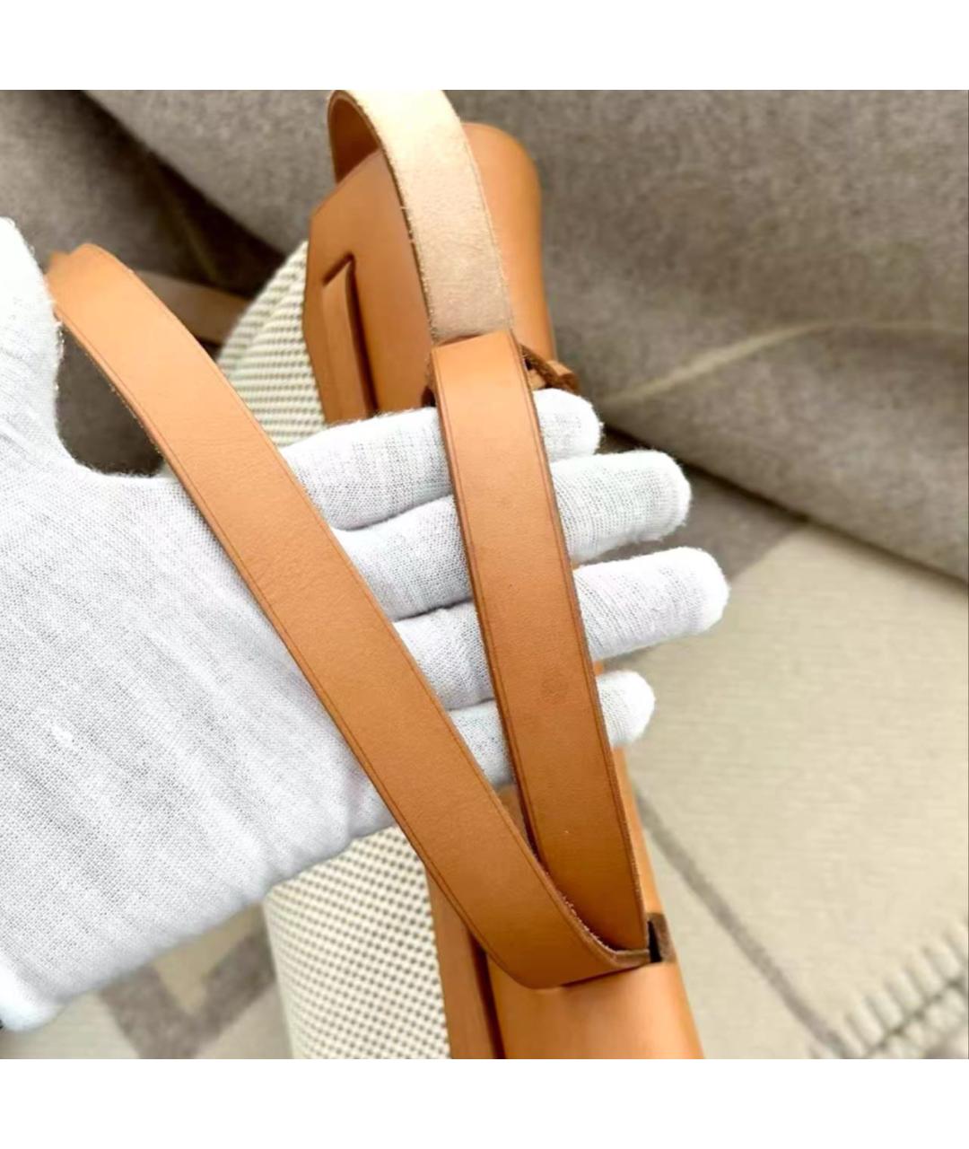 HERMES Бежевая кожаная сумка тоут, фото 3