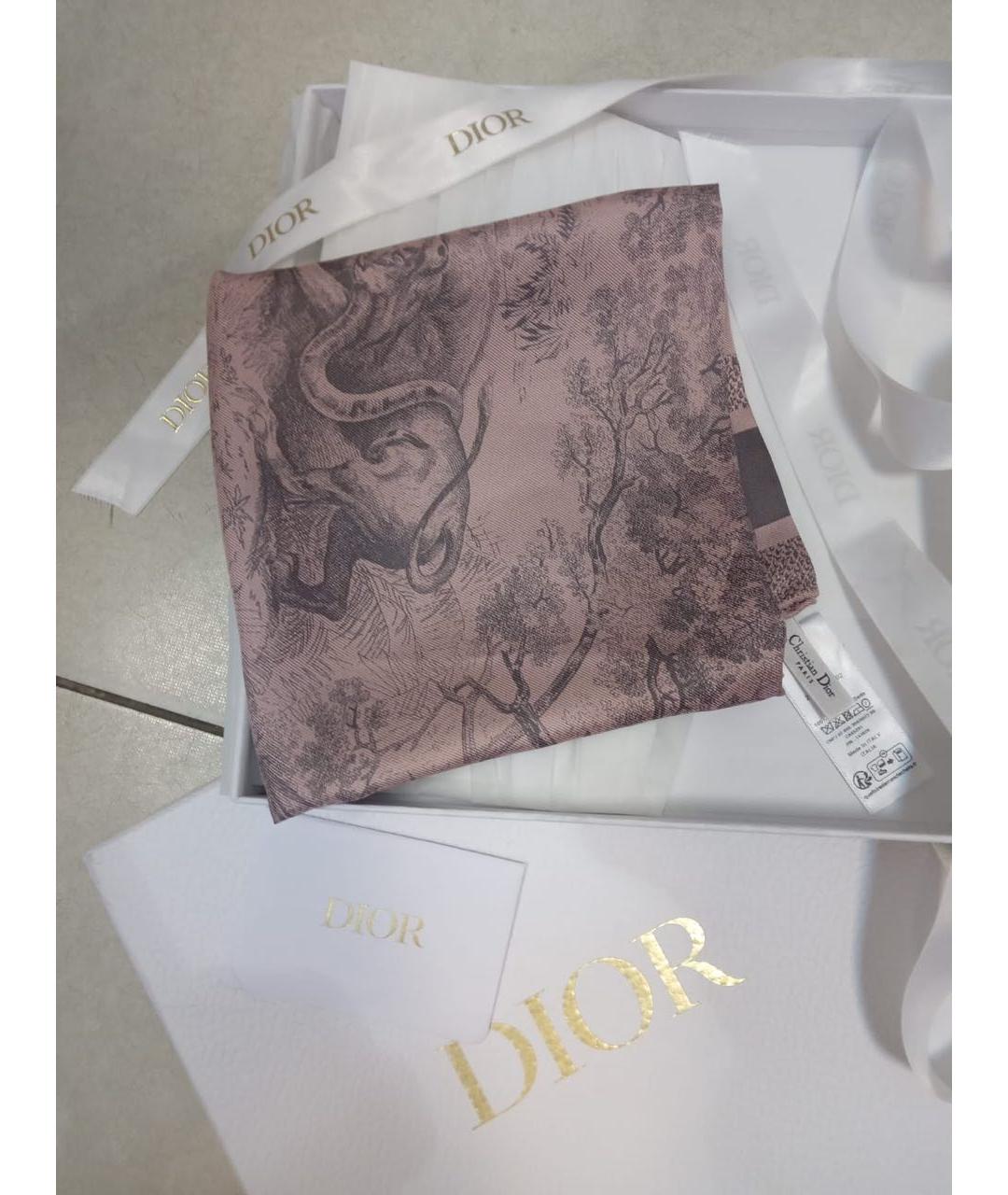 CHRISTIAN DIOR Розовый шелковый платок, фото 9