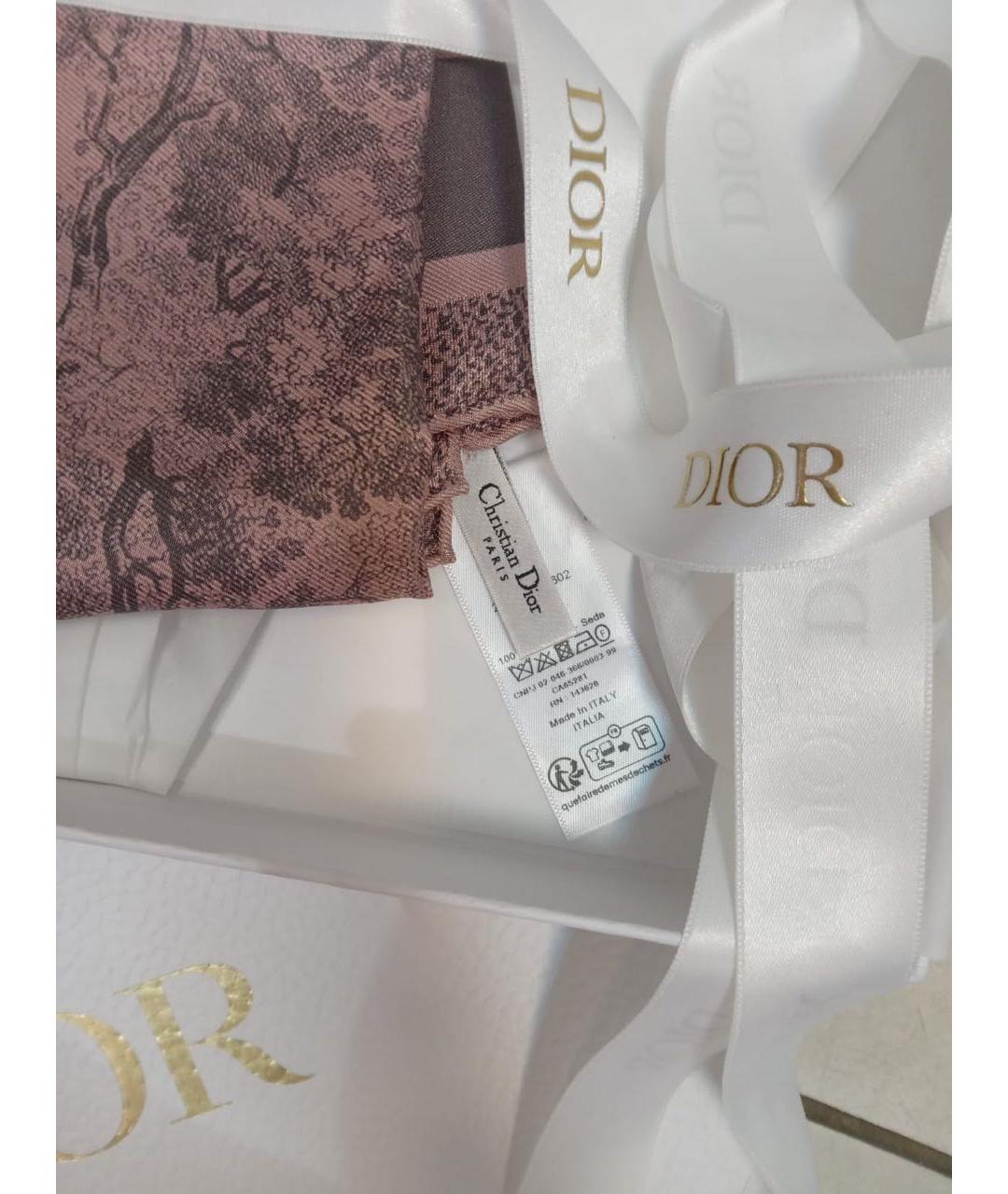 CHRISTIAN DIOR Розовый шелковый платок, фото 2