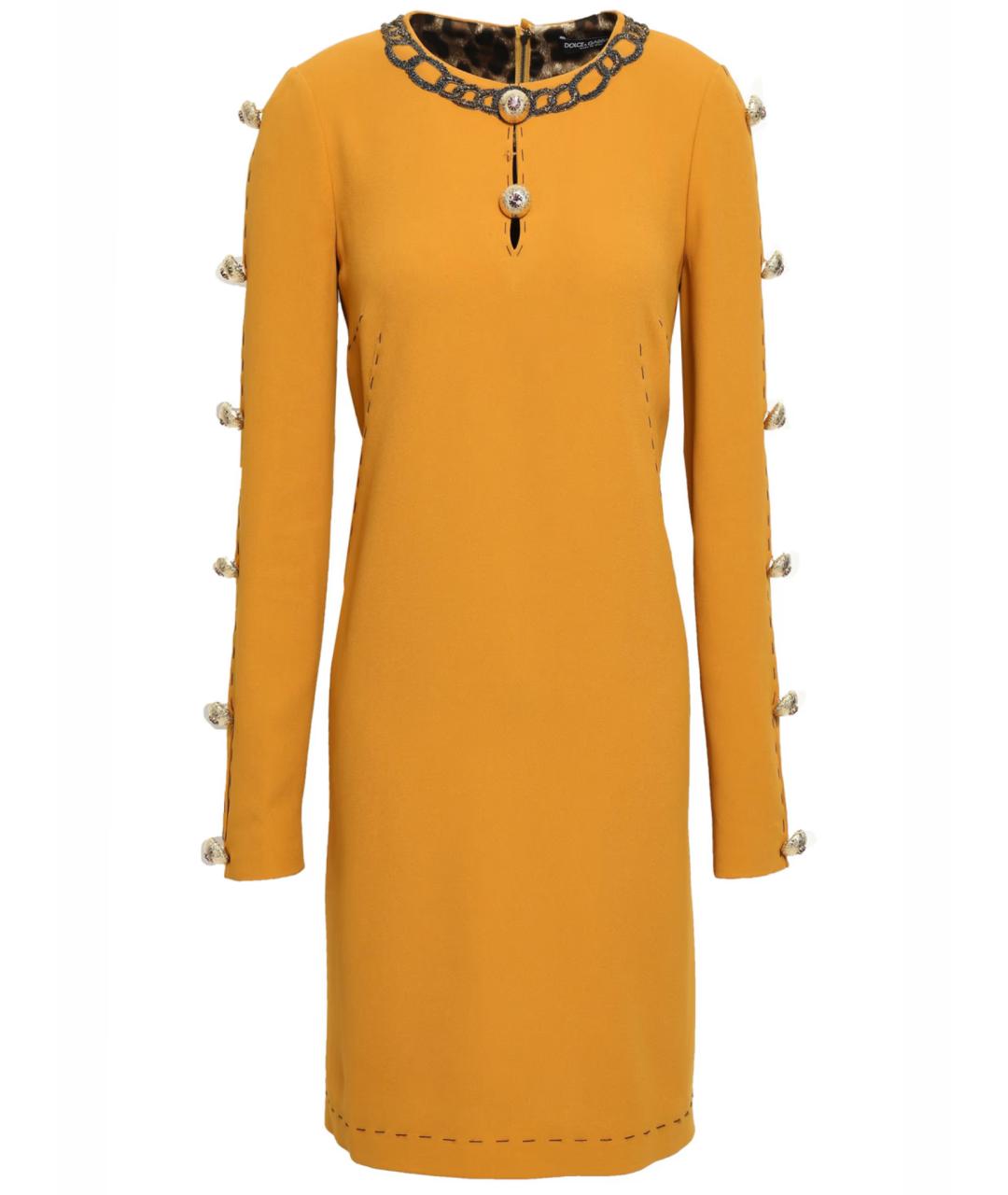DOLCE&GABBANA Горчичное вискозное вечернее платье, фото 1