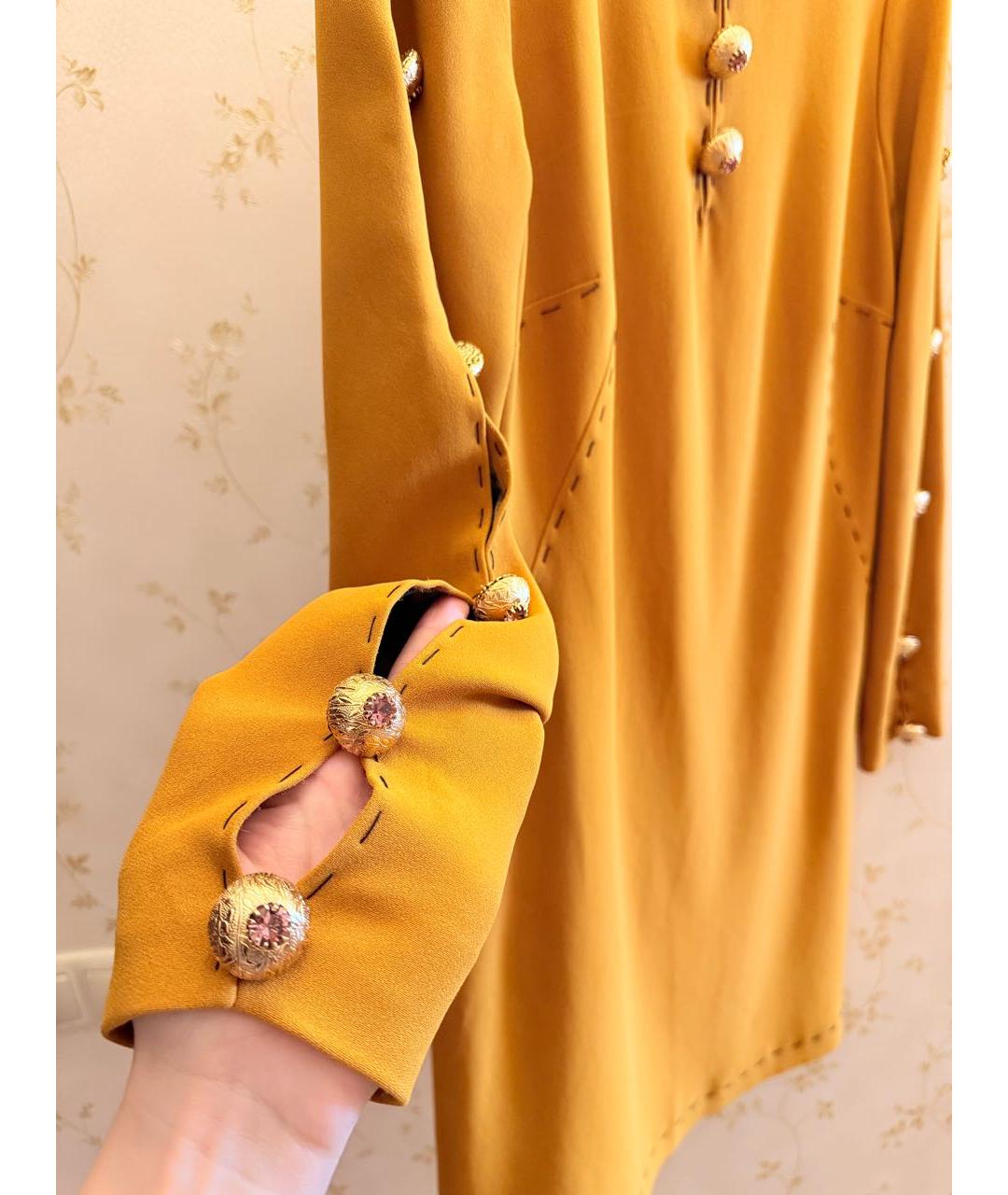 DOLCE&GABBANA Горчичное вискозное вечернее платье, фото 3
