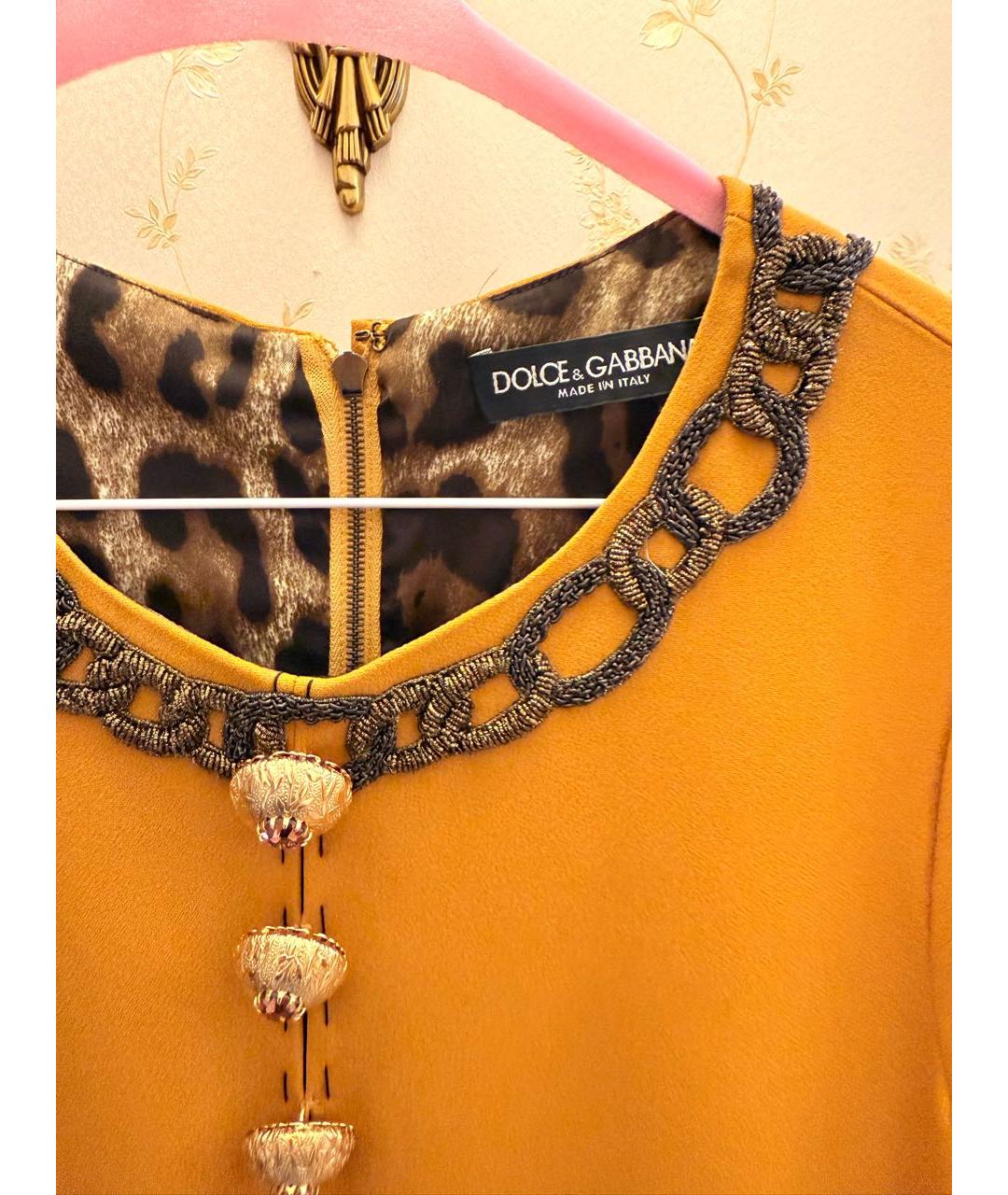 DOLCE&GABBANA Горчичное вискозное вечернее платье, фото 4